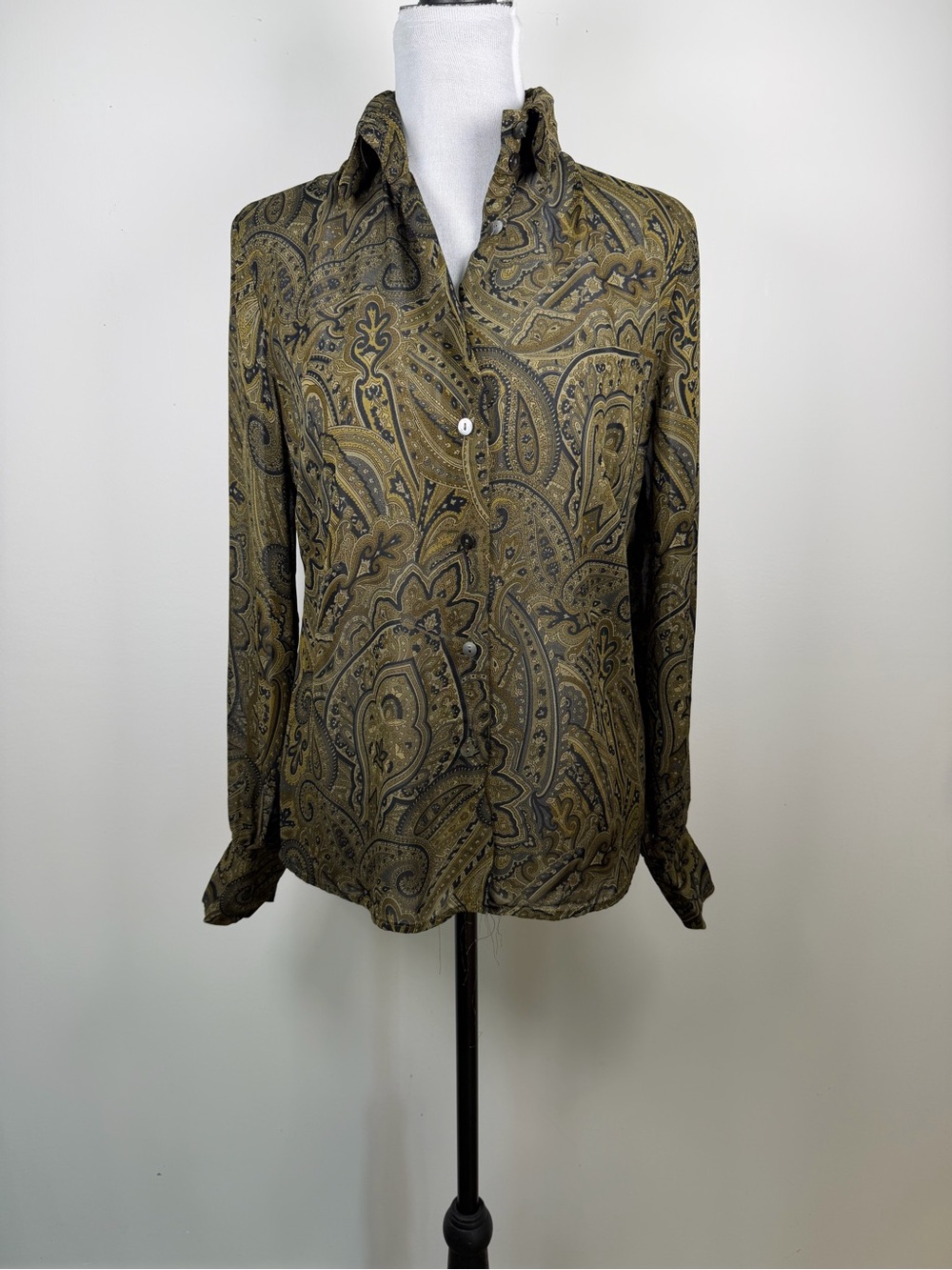 Vintage Harold's Women's Size 10 Paisley Button Up Blouse 100%‎ Rayon USA Made